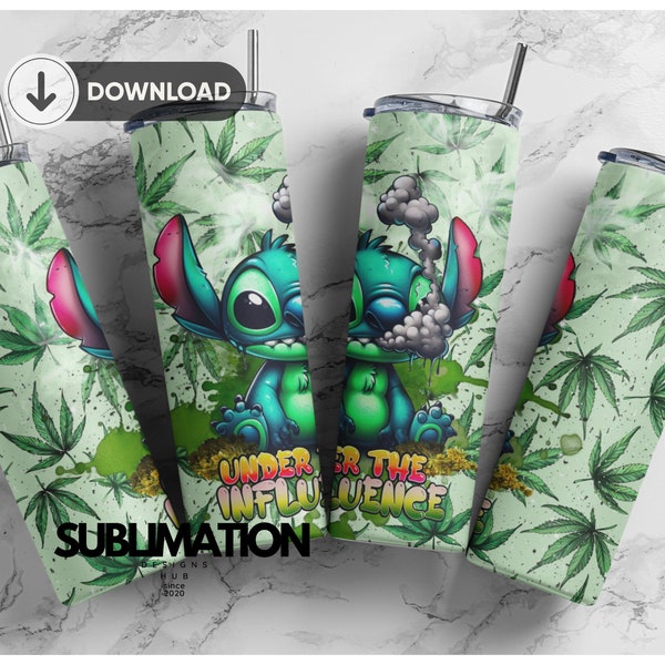 Onder invloed 420 Weed Marijuana Tumbler Wrap, | Digitaal bestand 20z magere tuimelaar sublimatie | Digitale download | PNG