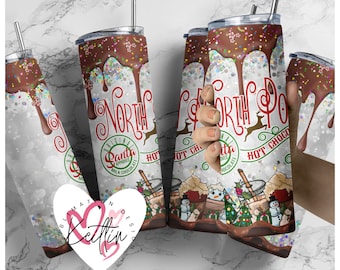 Northpole Hot Chocolate Christmas Tumbler Wrap, Gingerbread Tumbler, Sweet But Twisted, Santa Claus Tumbler Wrap