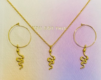 Taylor Swift Reputation Album Era Inspired Necklace + Earrings Bundle