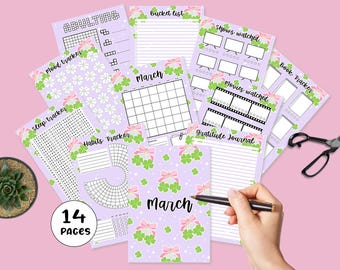 Mars Journal Bundle Utskrivbara Färdiga Journalsidor Mars Planner Februari Agenda 2025 Journal bundle Färglagd Journal MR1