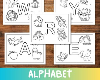 Kleurplaten alfabet, afdrukbare voorschoolse activiteit (pdf)