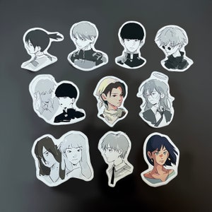 Anime Character Stickers (30 options), AOT, Mob, CSM, Howl's Moving Castle, EVA, Zelda, Haikyuu!!, and more!