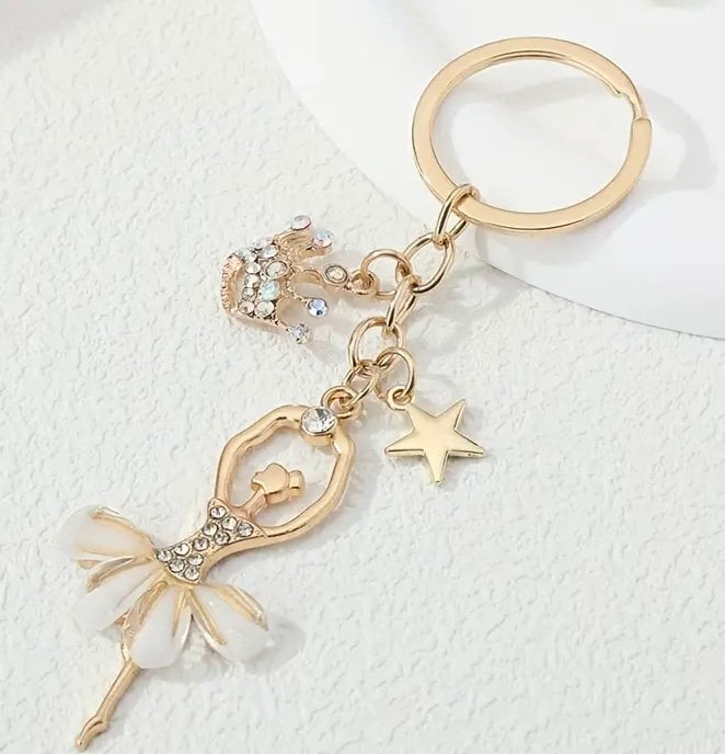 Callerina Key Ballet Rhinestone BALLERINA Keychain Metal Key Ring. - Etsy