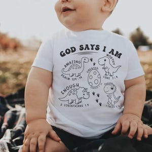 God Says I Am Boys Tshirt Svg, Kids Faith Shirt Svg, Dinosaur T-Rex Kids Svg, Christian Bible Verse Svg, Kids Dinosaur Png, Svg Downloads