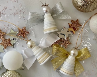 3 x ANGEL Button Tree Decoration Craft Kits, Mess Free Fun For All Ages, Christmas Eve Boxes, Gifts, Crafts, Crackers and Advent Calendars