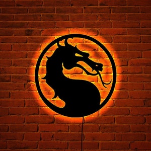 Mortal Kombat wood wall art with rgb led light, Mortal Kombat home decor, Mortal Kombat neon sign, Mortal Kombat logo wood sign, Kombat sign