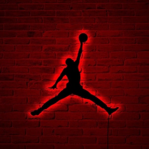 Michael Jordan Wood Wall Art With Rgb Led Light Michael Jordan Home Decor Michael Jordan Neon Sign Michael Jordan Wall Decor Jordan Gift Etsy