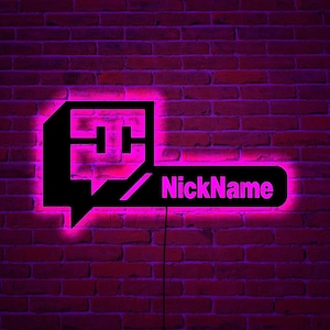 Custom Twitch Nametag wood wall art with rgb led light, Custom Twitch Nametag name sign, Personalized Twitch Nametag neon sign, Twitch sign