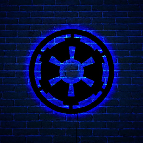 Galactic Empire wood wall art with rgb led light, Galactic Empire room decor, Galactic Empire neon sign, Galactic Empire wall art