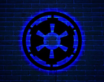 Galactic Empire wood wall art with rgb led light, Galactic Empire room decor, Galactic Empire neon sign, Galactic Empire wall art