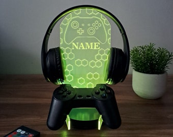 Personalized Controller and Headphone Stand / Gift for Gamers / RGB Controller and Headset Holder / Headset Stand / PS/XBOX Gamer Nickname