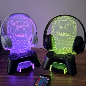 Personalized Controller and Headphone Stand / Gift for Gamers / RGB Controller and Headset Holder / Headset Stand / PS/XBOX Gamer Nickname