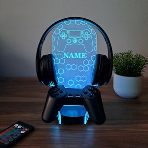 Personalized Controller and Headphone Stand / Gift for Gamers / RGB Controller and Headset Holder / Headset Stand / PS/XBOX Gamer Nickname