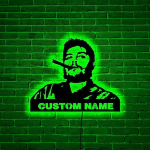 Che Guevara  wood wall art with rgb led light, Custom Che Guevara name sign, Personalized Che Guevara  neon sign, Che Guevara  wall sign