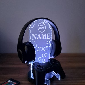 Personalized Controller and Headphone Stand / Gift for Gamers / RGB Controller and Headset Holder / Headset Stand / PS/XBOX Gamer Nickname image 2