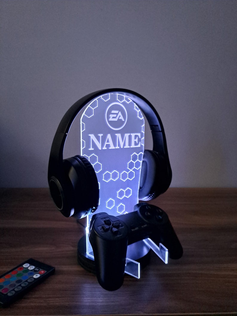Personalized Controller and Headphone Stand / Gift for Gamers / RGB Controller and Headset Holder / Headset Stand / PS/XBOX Gamer Nickname image 2