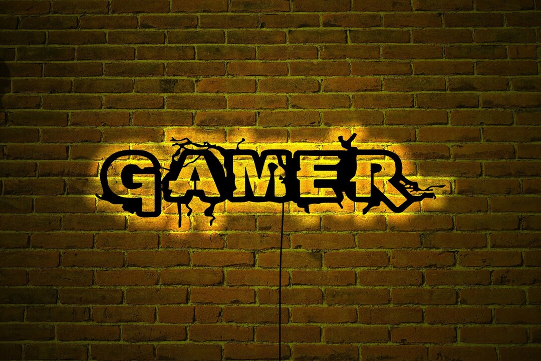 Gamer Wood Wall Art With Rgb Led Light Gamer Room Decor Etsy