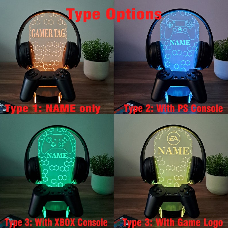 Personalized Controller and Headphone Stand / Gift for Gamers / RGB Controller and Headset Holder / Headset Stand / PS/XBOX Gamer Nickname image 8