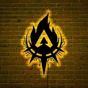 Apex Legends wood wall art with rgb led light, Apex Legends home decor, Apex Legends neon sign, Apex Legends logo wood sign, Apex sign