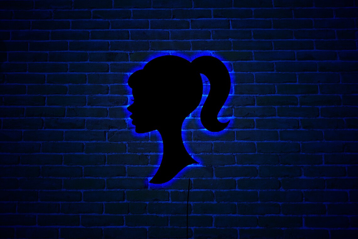 Barbie Wood Wall Art With Rgb Led Light, Barbie Home Decor, Barbie Neon Sign, Barbie Wall Decor