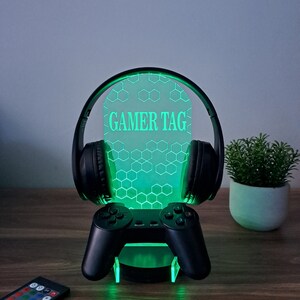 Personalized Controller and Headphone Stand / Gift for Gamers / RGB Controller and Headset Holder / Headset Stand / PS/XBOX Gamer Nickname image 3