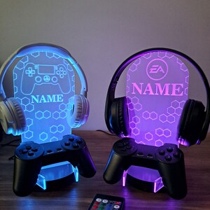 Personalized Controller and Headphone Stand / Gift for Gamers / RGB Controller and Headset Holder / Headset Stand / PS/XBOX Gamer Nickname image 4