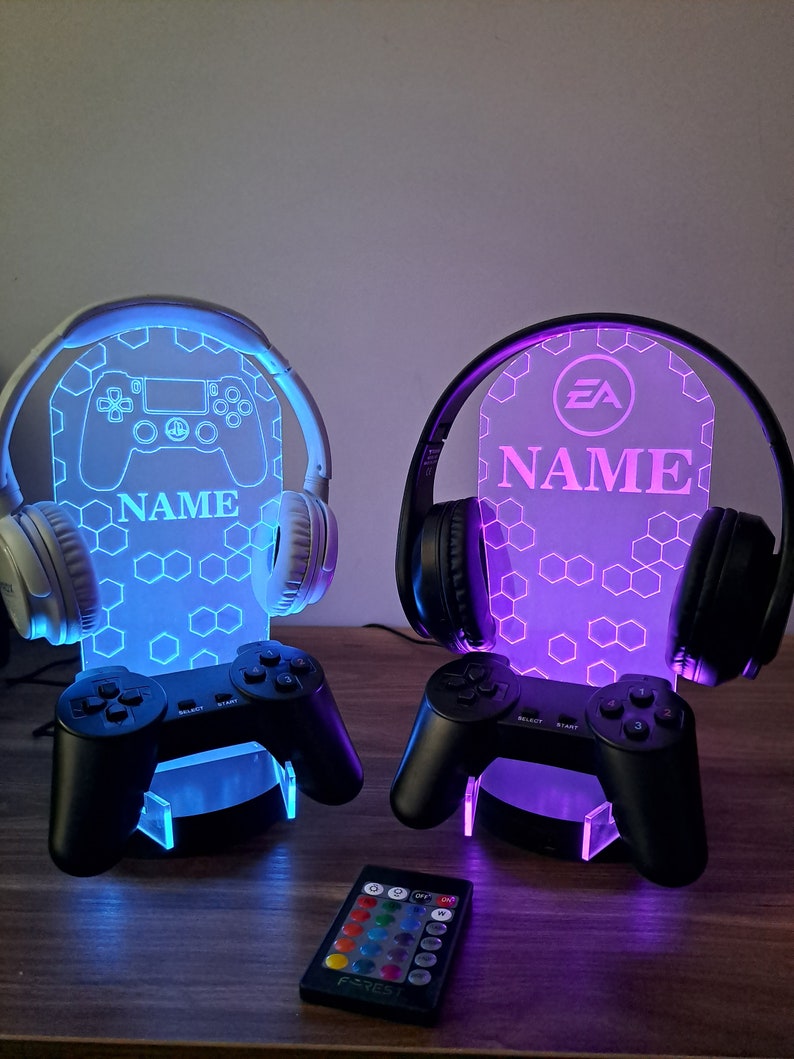 Personalized Controller and Headphone Stand / Gift for Gamers / RGB Controller and Headset Holder / Headset Stand / PS/XBOX Gamer Nickname image 4