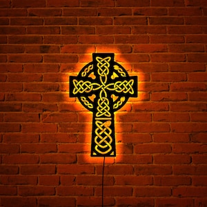 Christian Symbol wood wall art with rgb led light, Christian Symbol home decor, Christian Symbol neon sign, Christian Symbol wall decor
