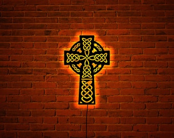 Christian Symbol wood wall art with rgb led light, Christian Symbol home decor, Christian Symbol neon sign, Christian Symbol wall decor