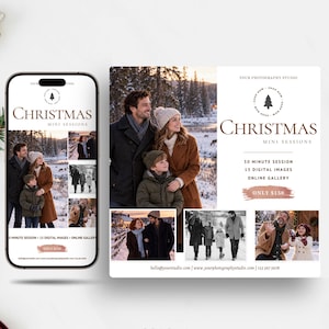 Christmas Mini Session Canva Templates, Winter Family Photography Instagram Post and Story
