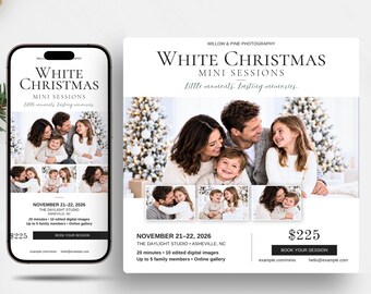 Instagram Post Template: White Christmas Mini Sessions Canva Design