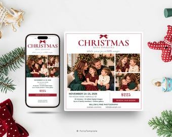 Christmas Mini Session Templates: Canva Digital Download for Instagram