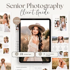 Plantilla de Canva para la guía del cliente de fotografía senior (descarga digital)