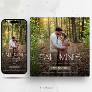 Fall Mini Session Template, Canva Instagram Post + Story