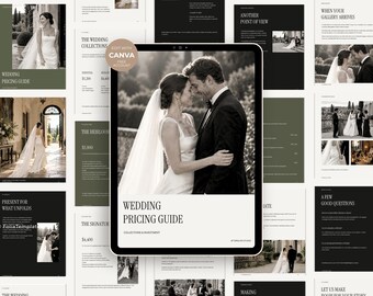 Wedding Photography Pricing Guide Canva Template, 26 Pages, US Letter & A4, Olive Palette