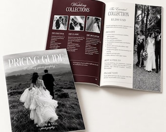 Wedding Photography Pricing Guide Template for Canva, 32 Pages, US Letter & A4
