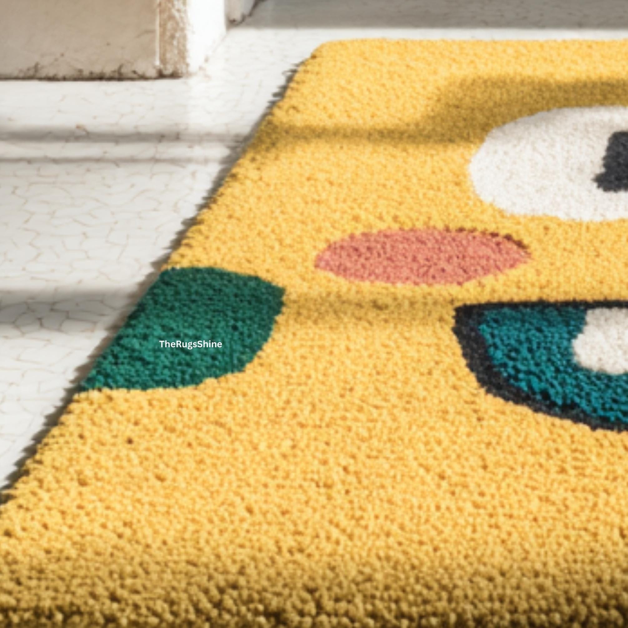 Cartoon Face Kids Rug | Soft Plush Playroom Nursery Carpet for Kids ...