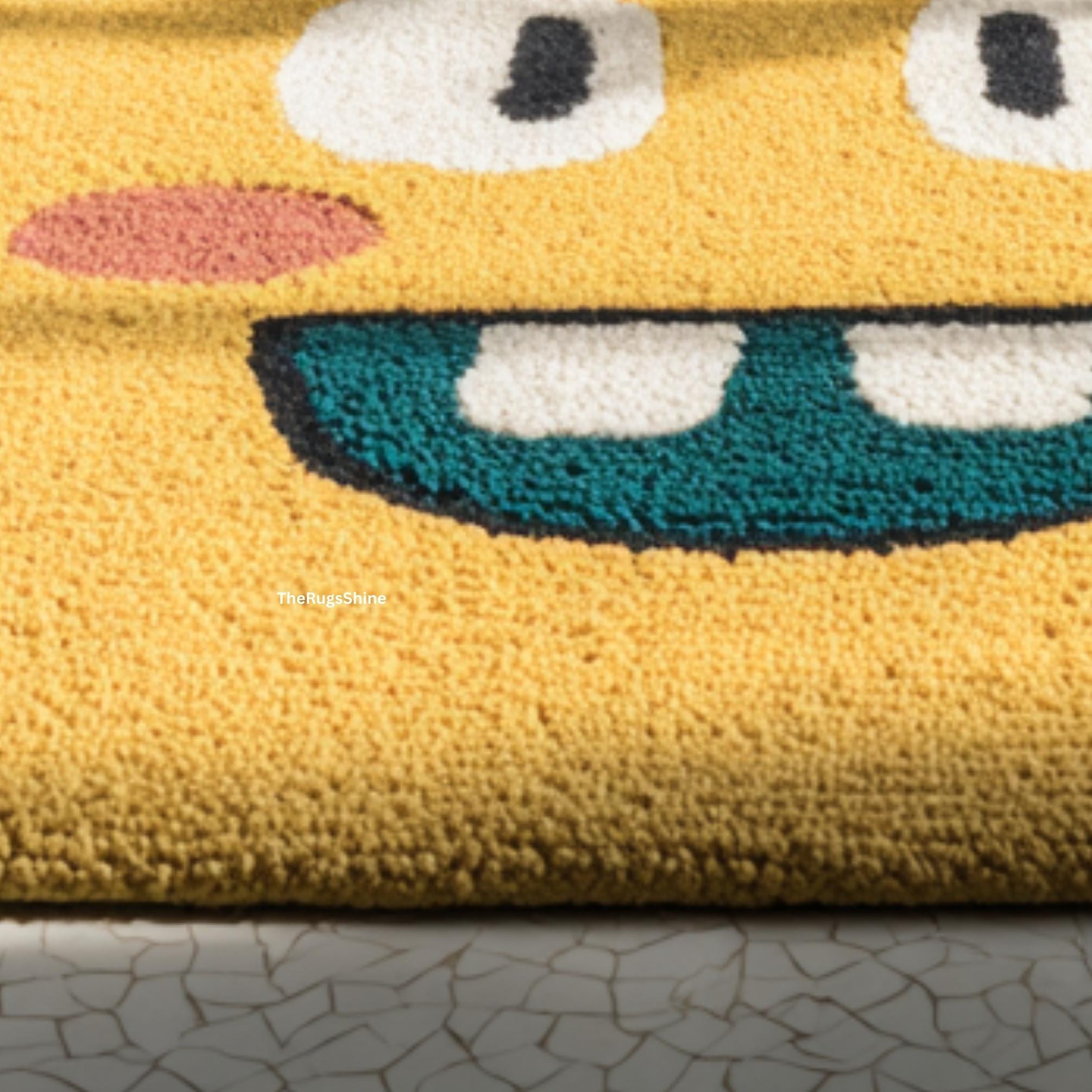 Cartoon Face Kids Rug | Soft Plush Playroom Nursery Carpet for Kids ...