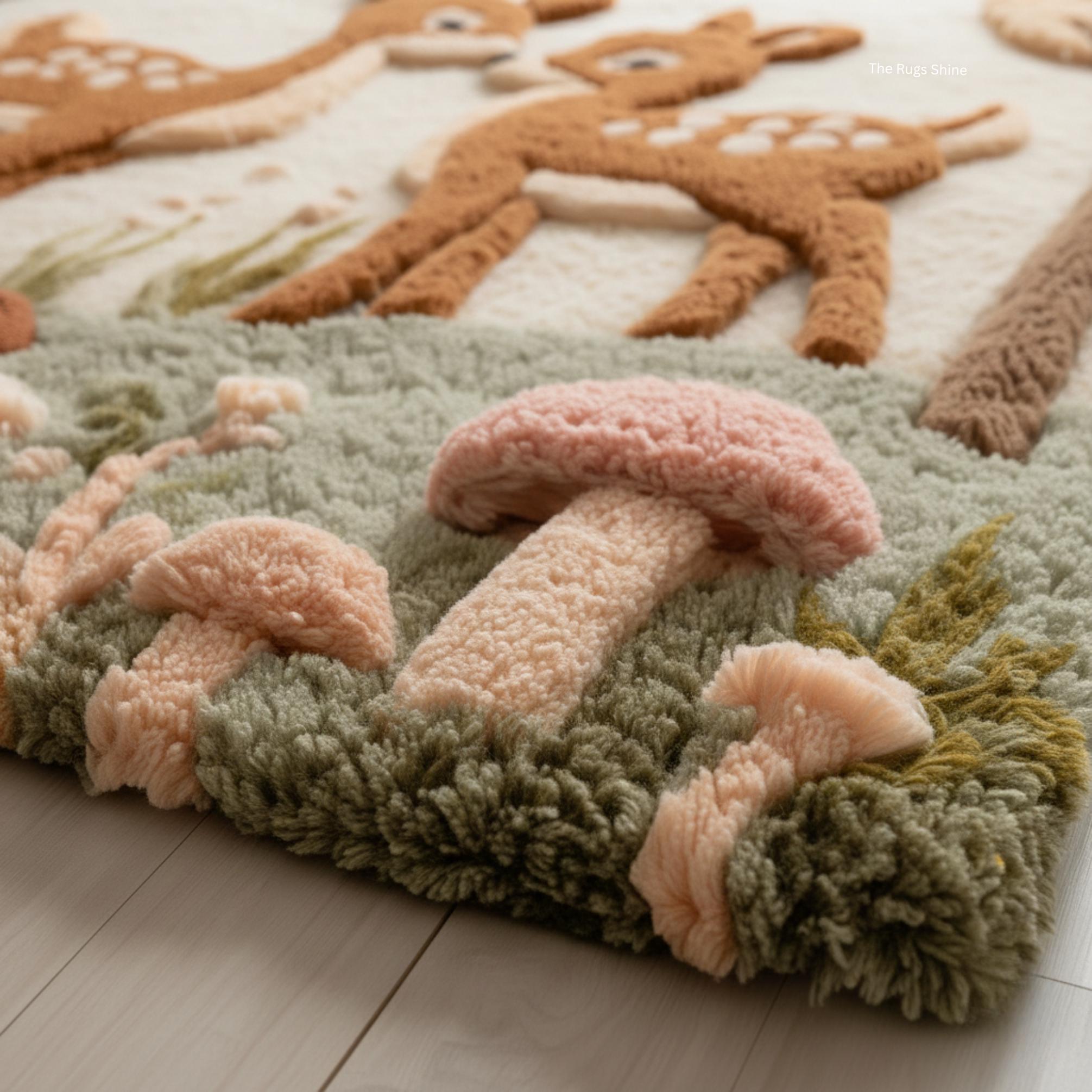 Hand Tufted Wool Deer Rug | 3D Woodland Nursery Carpet 9x12 Teppich - Etsy