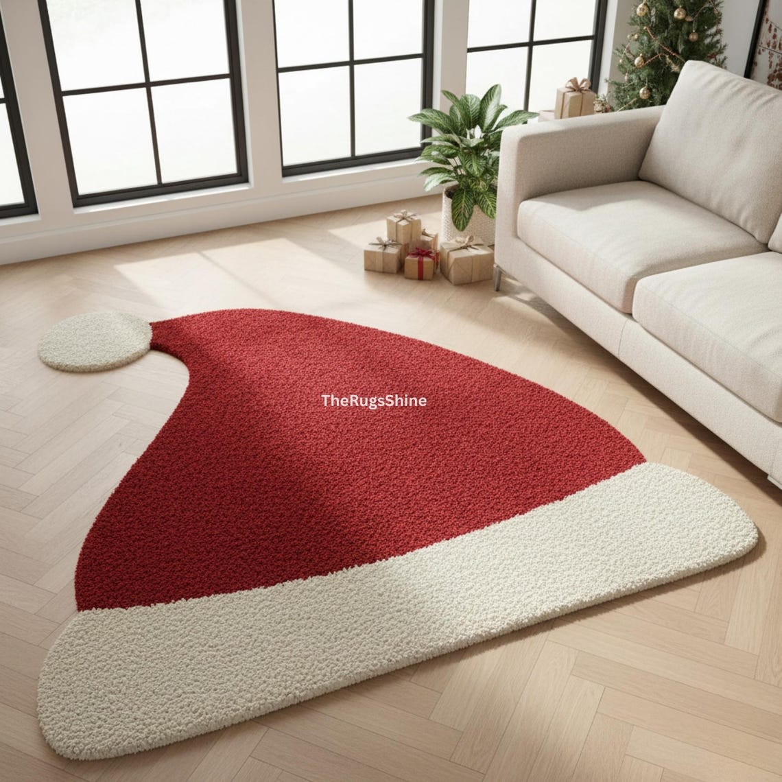 Hand-tufted Wool Santa Hat Rug - Festive Holiday Decor - Etsy