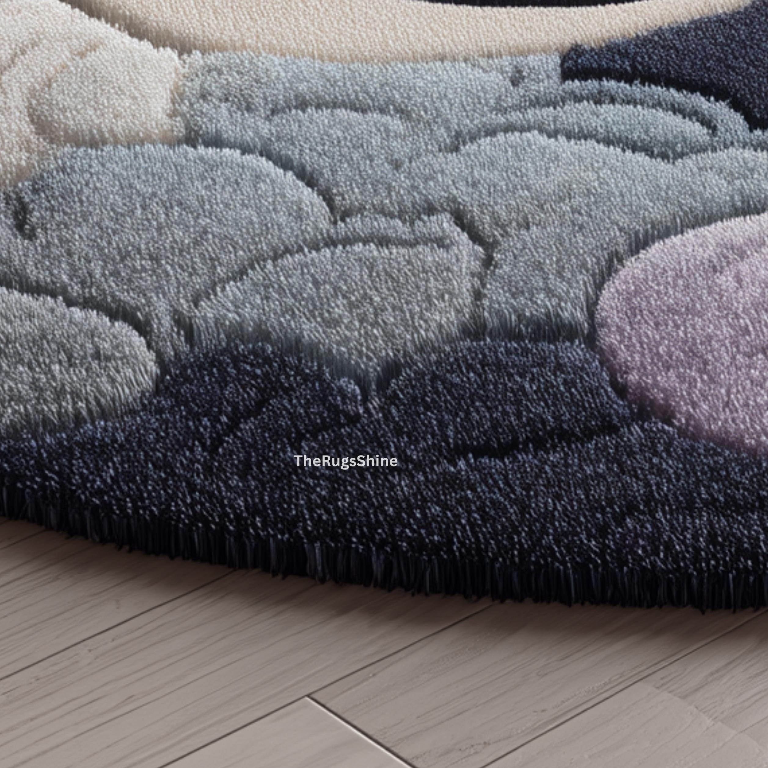 Moon Rug | Round Night Sky Rug | Stars Clouds Carpet | 3D Tufted Wool ...