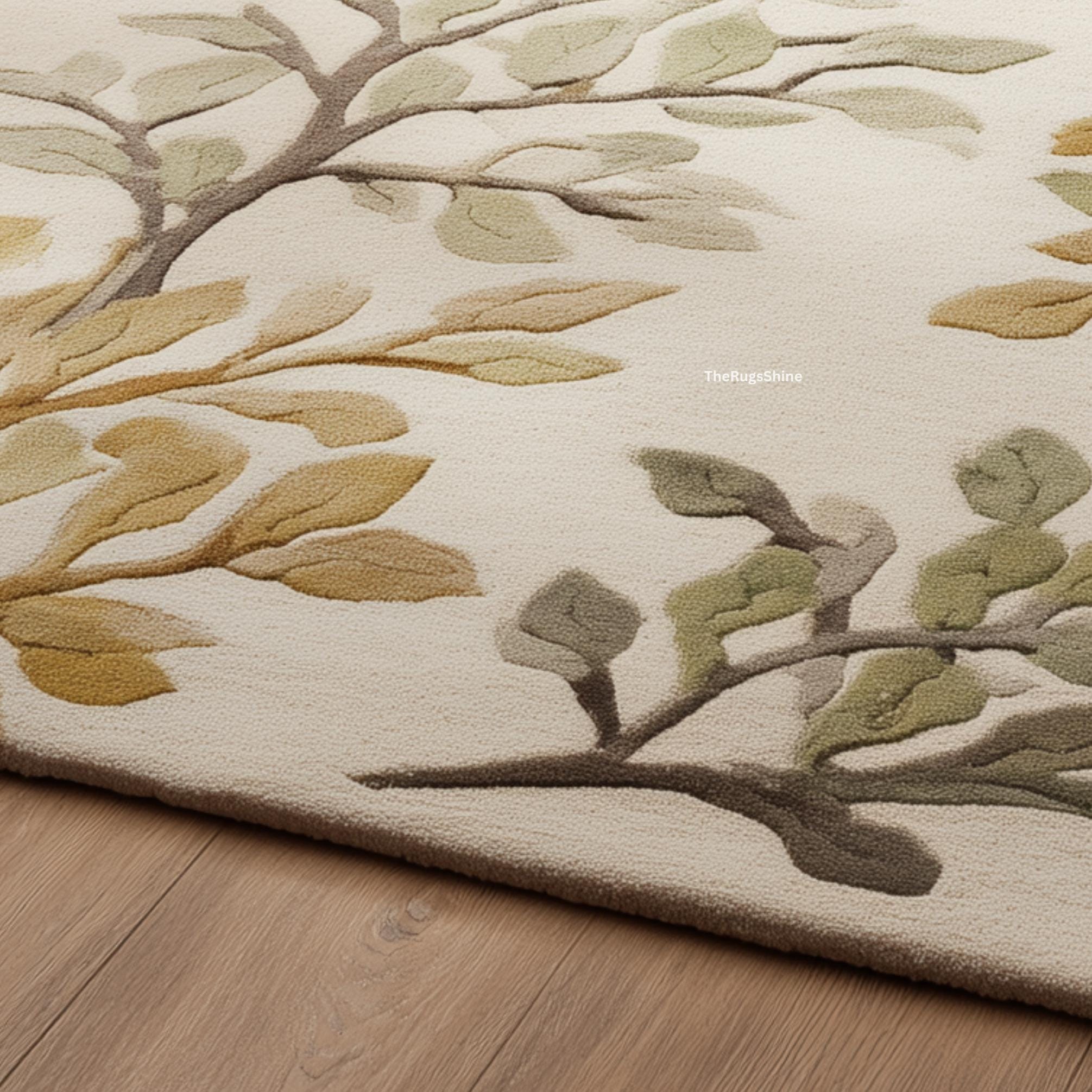 Hand-tufted Wool Rug | Botanical Design, New Zealand Wool - Etsy