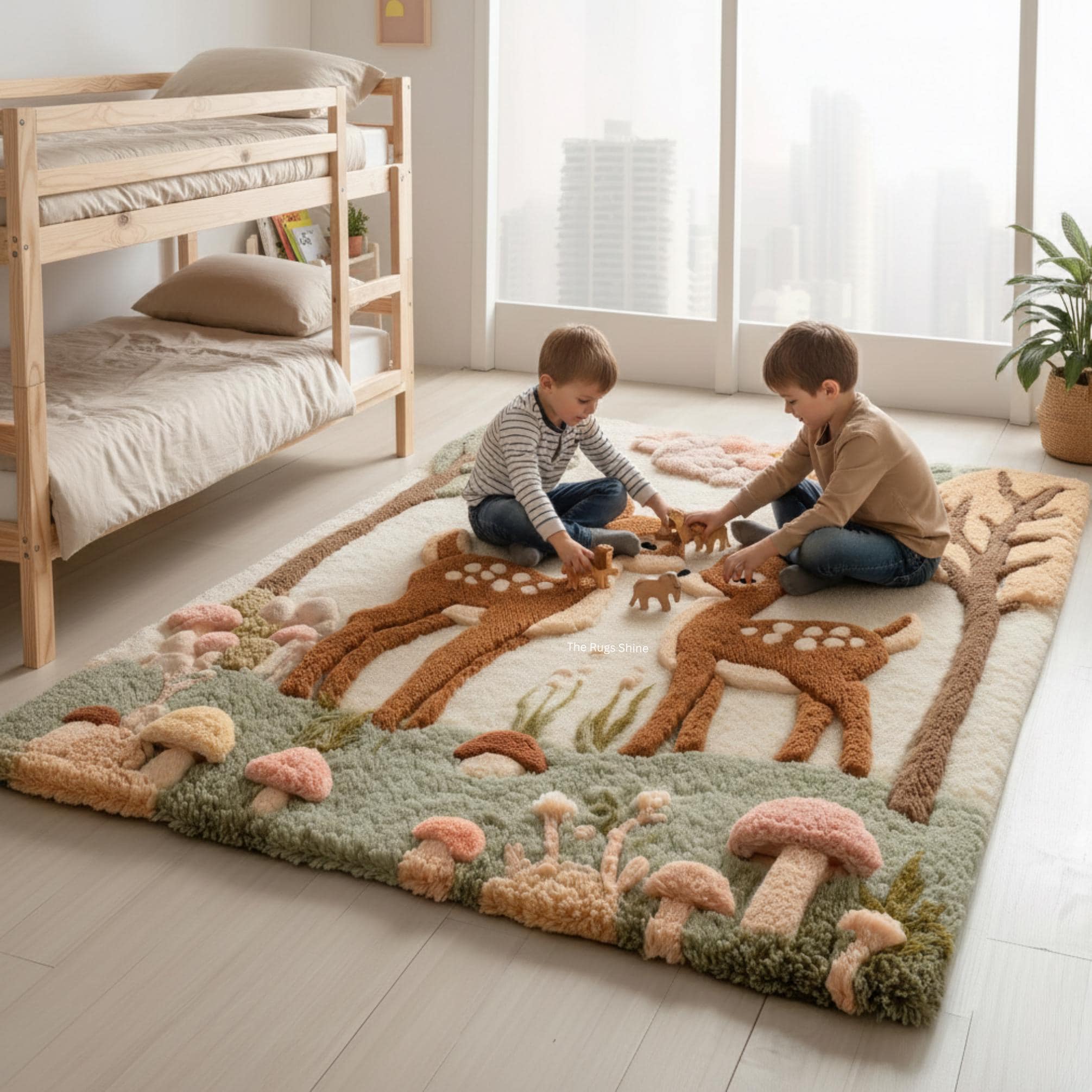 Hand Tufted Wool Deer Rug | 3D Woodland Nursery Carpet 9x12 Teppich - Etsy