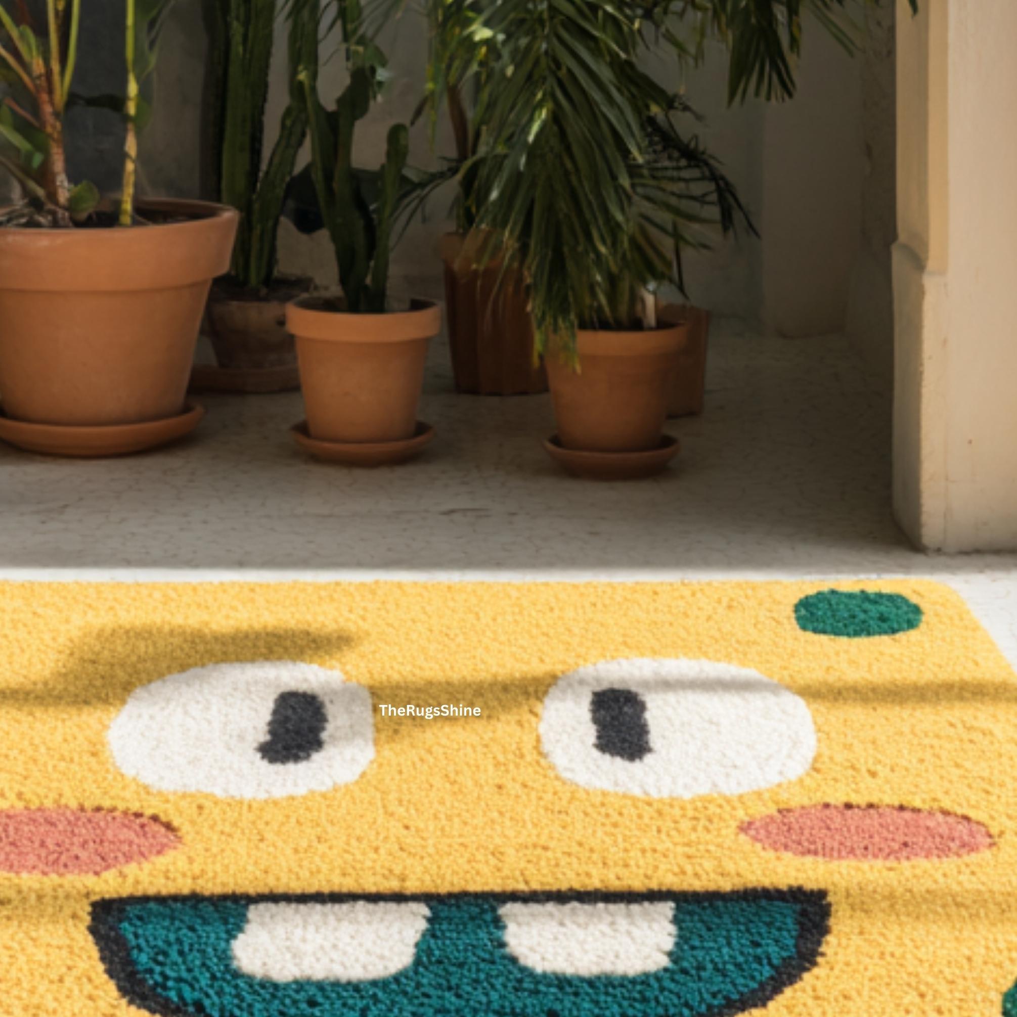 Cartoon Face Kids Rug | Soft Plush Playroom Nursery Carpet for Kids ...