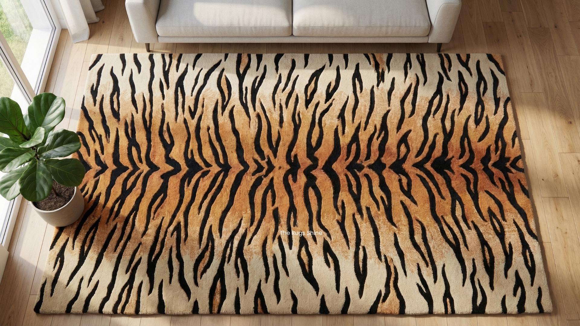 Tiger Handmade Tufted Area Rug | Bold Animal Pattern Living Room Carpet ...