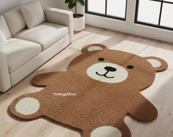 Hand Tufted Wool Teddy Bear Rug | Kids Nursery Carpet