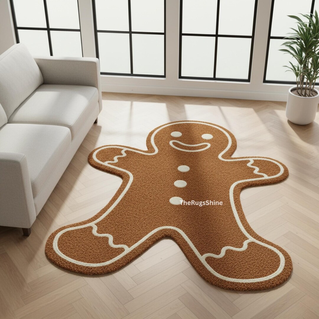 Hand-tufted Wool Gingerbread Man Rug: Kids Room Holiday Carpet - Etsy