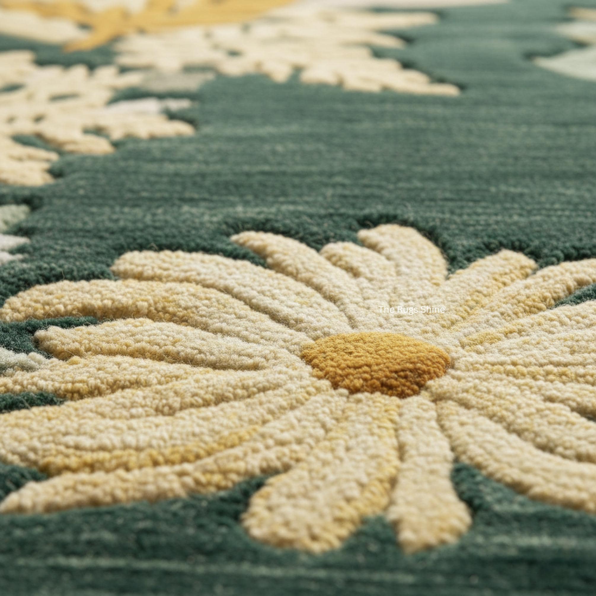 Hand-tufted Wool Botanical Rug | Green Floral Leaves, Nature Inspired ...