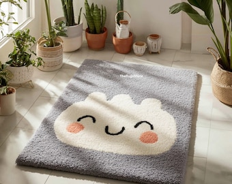 Hand Tufted Wool Cloud Rug, Grey Kids Room Area Rug, Nursery Decor Carpet