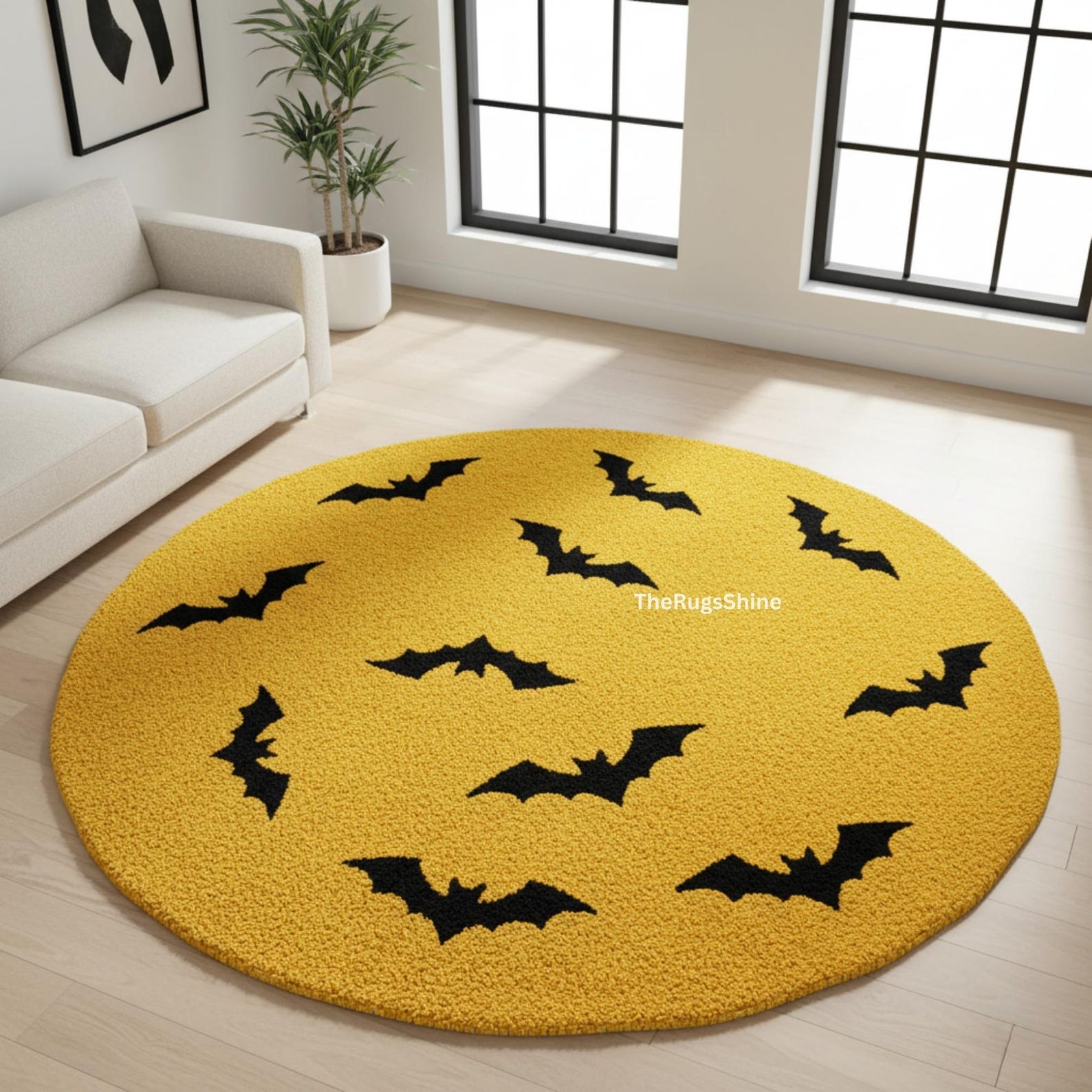 Hand-tufted Wool Bat Round Rug: Halloween Kids Room Decor - Etsy